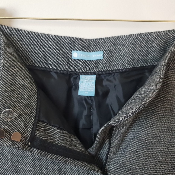 Tweed Style Grey Wide Bell Bottom Pant Dress Pants - Picture 7 of 8